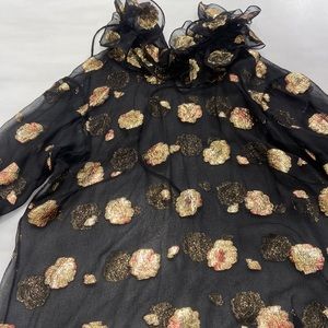 Silk chiffon tie neck blouse